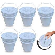 Balde Para Obras 20L Alça Plástica E Tampa Rosca - Kit 5 Pçs Balde Para Obras 20L Alça Plástica E Tampa Rosca - Kit 5 Pçs