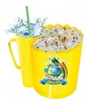 Balde Pipoca C/ Copo - Pipoqueira Torcedor Brasil 2 Em 1 - Líder