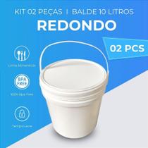 Balde Plástico 10 Litros com Tampa Lacre de Segurança e Alça Plástica - Kit 02 Peças Balde Plástico 10 Litros com Tampa Lacre de Segurança e Alça Plástica - Kit 02 Peças