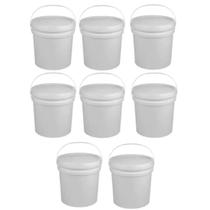Balde Plástico Alimentício Com Tampa Alça 7,2 Lts Kit 10 Pçs