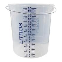 Balde Plástico Graduado Transparente 20 Litros Com Alça