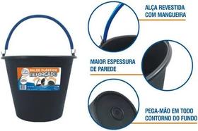 Balde Plastico para concreto Reforcado com alça de ferro com proteção, Preto 12l