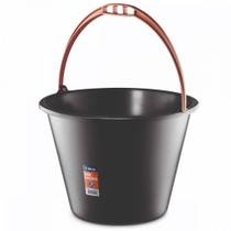 Balde Plástico Preto Atlas 10L Resistente para Obra e Limpeza