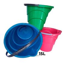 Balde Plástico Reforçado com Alça 15 Litros, Resistente e Versátil para Limpeza