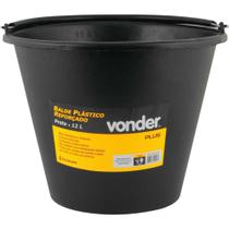 Balde Plástico Reforçado de 12 Litros Plus Preto - 3315012100 - VONDER Balde Plástico Reforçado de 12 Litros Plus Preto - 3315012100 - VONDER