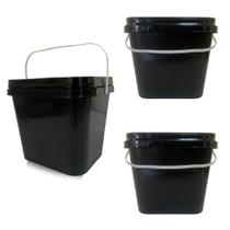 Balde preto 3.6 Litros Retangular com Tampa Lacre BPA FREE - Kit 03 Peças Balde preto 3.6 Litros Retangular com Tampa Lacre BPA FREE - Kit 03 Peças