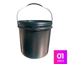Balde Reciclado Preto com Tampa de Segurança Lacre e Alça Plástica - 16 Litros