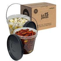 Balde Redondo Para Bolo Transparente 3.2L - 15 Pçs