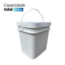 Balde Retangular 16 Litros para Alimentos com Tampa Lacre - Kit com 04 Peças