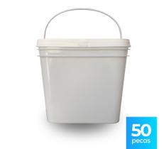 Balde Retangular 3.6 Litros BPA Free com Tampa Lacre - Kit com 50 Peças