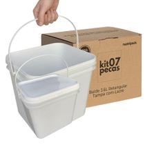 Balde Retangular 3,6L com Tampa Lacre de Segurança - Kit com 07 Peças