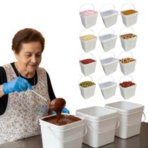 Balde Retangular Atóxico BPA FREE com Tampa - Kit com 12 Peças de 3,6 Litros