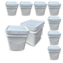 Balde Retangular de 16 Litros para Armazenar Alimentos com Tampa Lacre Atóxica - Kit com 07 Peças
