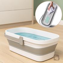 Balde Retangular de Silicone Limpeza Pesada Dobrável Multiuso com 4 Rodinhas Retráteis e Flexíveis