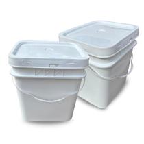 Balde Retangular para Alimentos 16 Litros com Tampa Lacre - Kit com 02 Peças