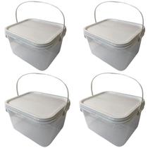 Balde Retangular Transparente Para Colocar Nuggets-Kit 4 Pçs