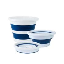 Balde retratil 10L branco c/ azul NOBRE