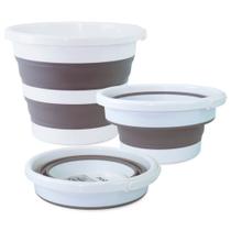 Balde Retrátil/Dobrável 12L Branco com Cinza - Nobre