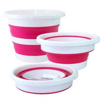 Balde Retrátil/Dobrável 12L Branco com Rosa - Nobre Balde Retrátil/Dobrável 12L Branco com Rosa - Nobre