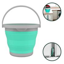 Balde Retrátil Dobrável FlashLimp 5 Litros Verde com Alça