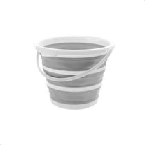 Balde Retrátil Silicone 10L - Branco/Cinza - Alça