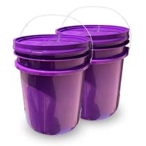 Balde Roxo Atóxico com Tampa Lacre 10 Litros - Kit 02 Peças Balde Roxo Atóxico com Tampa Lacre 10 Litros - Kit 02 Peças
