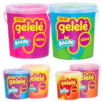 Balde Slime Color Gelelé Doce Brinquedo 457G 2 Cores Amarelo