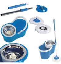 Balde Spin Mop Esfregão Giratório Cesto Inox + 1 Refil de microfibra Azul Balde Spin Mop Esfregão Giratório Cesto Inox + 1 Refil de microfibra Azul