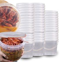 Balde Transparente 1.8L com Tampa Lacre - 25 Peças para Armazenamento de Alimentos