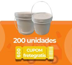 Balde Transparente 2.2 Litros com Tampa Lacre de Segurança - Kit com 200 Peças