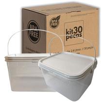 Balde Transparente 2.4L Alça plastica lacre 30 Peças