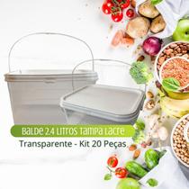 Balde Transparente 2.4L Para Food-truck E Tampa 20 Peças - Nastripack
