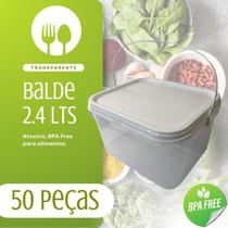 Balde Transparente 2.4L para frango frito com tampa 50 Peças - Nastripack