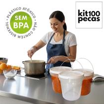 Balde Transparente 3.2 Litros com Tampa Branca e Lacre de Segurança - Kit com 100 Peças