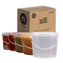 Balde Transparente Alimentos Líquidos 10 Pçs Balde Transparente Alimentos Líquidos 10 Pçs