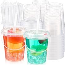 Baldes para bebidas de plástico transparente Funnymoom 100 ml com tampas Baldes para bebidas de plástico transparente Funnymoom 100 ml com tampas