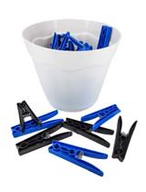 Baldinho Cesto com Pregadores Preto com Azul de Roupas Plástico Balde Branco Baldinho Cesto com Pregadores Preto com Azul de Roupas Plástico Balde Branco