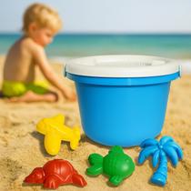 Baldinho de Praia Azul Infantil Completo Brinquedo Com Moldes Forminhas Baldinho de Praia Azul Infantil Completo Brinquedo Com Moldes Forminhas