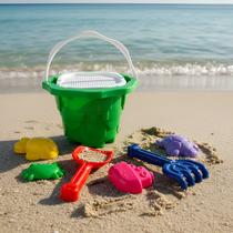 Baldinho De Praia Castelo Infantil Pá Areia Forminhas 7 Pç Baldinho De Praia Castelo Infantil Pá Areia Forminhas 7 Pç