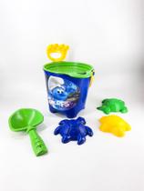 Baldinho De Praia Para Brincar Na Areia Dos Smurfs 7 Peças Azul