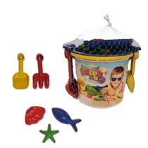Baldinho de Praia Pequeno Menino Com 7 Peças - World Blocks Baldinho de Praia Pequeno Menino Com 7 Peças - World Blocks