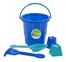 Baldinho Praia Infantil Forminhas Pá E Rastelo Azul 526M