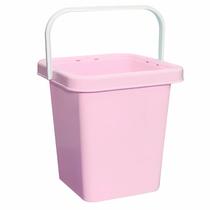 Baldinho Quadrado Rosa Bebê Mamãe 7 Litros Com Alça De Plástico Quarto Infantil