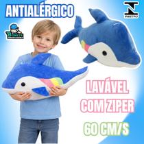 Baleia de Pelúcia 60cm Infantil Lavável com Zíper Antialérgica