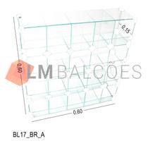 Baleiro Expositor Branco de Vidro - 0,60 x 0,60 x 0,15m - LM Balcoes