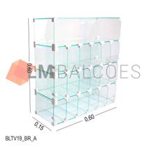 Baleiro Expositor Branco de Vidro Display 0,60 x 0,60 x 0,15m