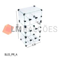 Baleiro Expositor Preto de Vidro - 0,30 x 0,60 x 0,20m