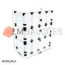 Baleiro Expositor Preto de Vidro 0,40 x 0,45 x 0,15m
