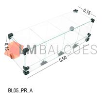 Baleiro Expositor Preto de Vidro - 0,50 x 0,15 x 0,15m