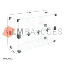 Baleiro Expositor Preto de Vidro - 0,50 x 0,30 x 0,15m